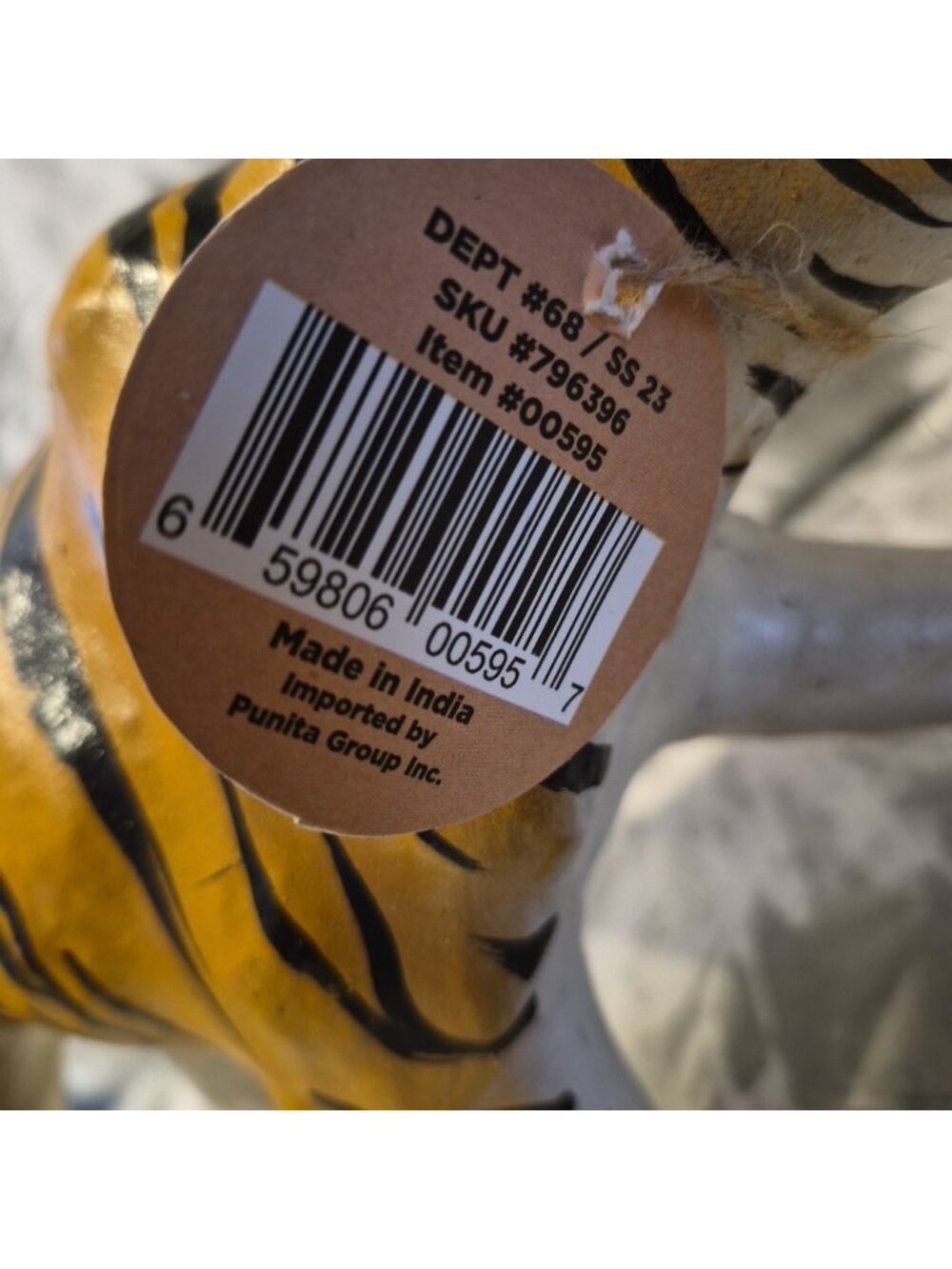 VTG Black Stripe Leather Wrapped Tiger Statue Figurine Sculpture 17" x 7.5"~NWT - Picture 7 of 9